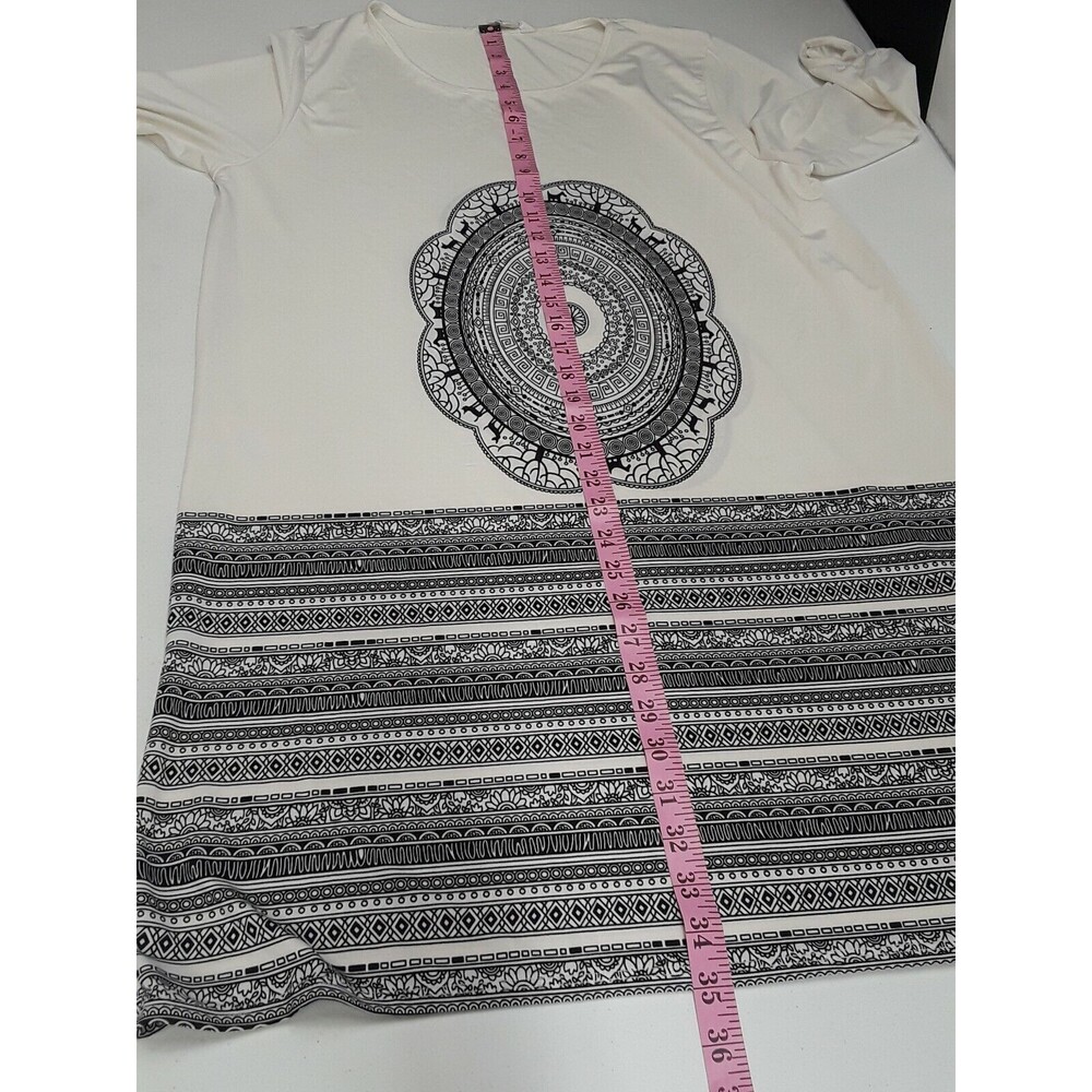 5th and Love Dress Shift Black White Aztec Print 3/4 Sleeve Abstract Sz M - Picture 8 of 12